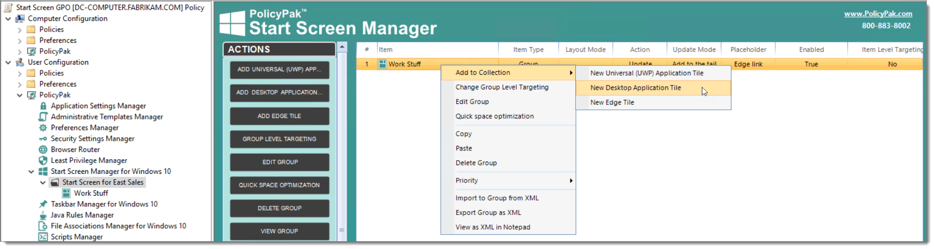 Adding a New Desktop Application Tile with PolicyPak Start Screen Manager