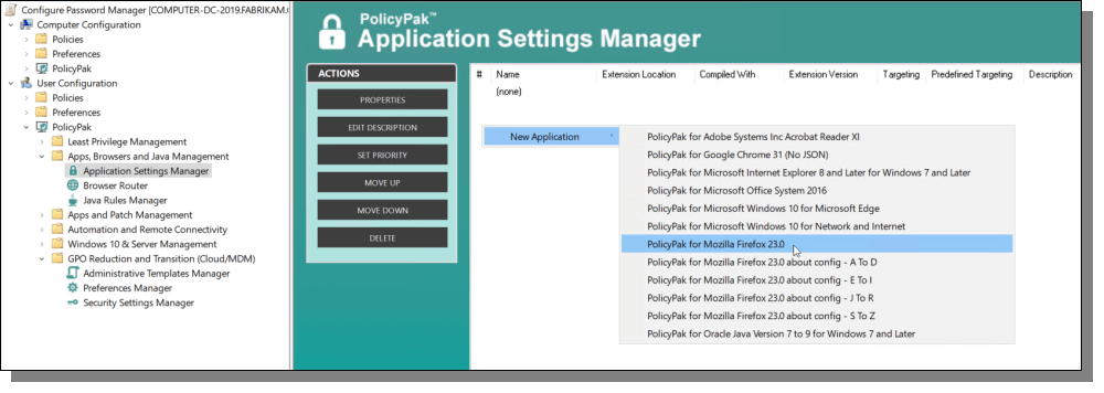 Application Settings Manager New Application