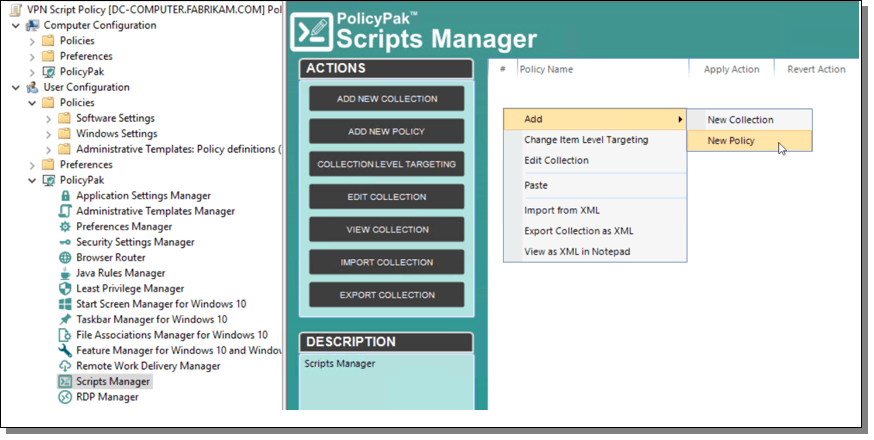 PolicyPak scripts manager
